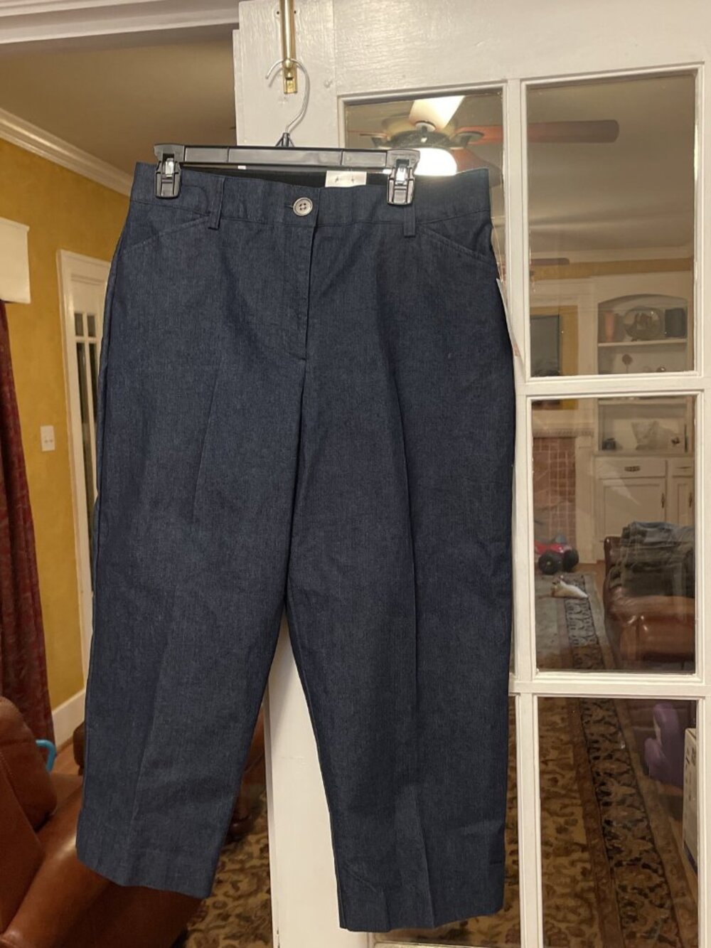 NWT Kim Rogers 12 Women's Gap Free Comfort Waist Blue Denim Capri Cropped Jeans